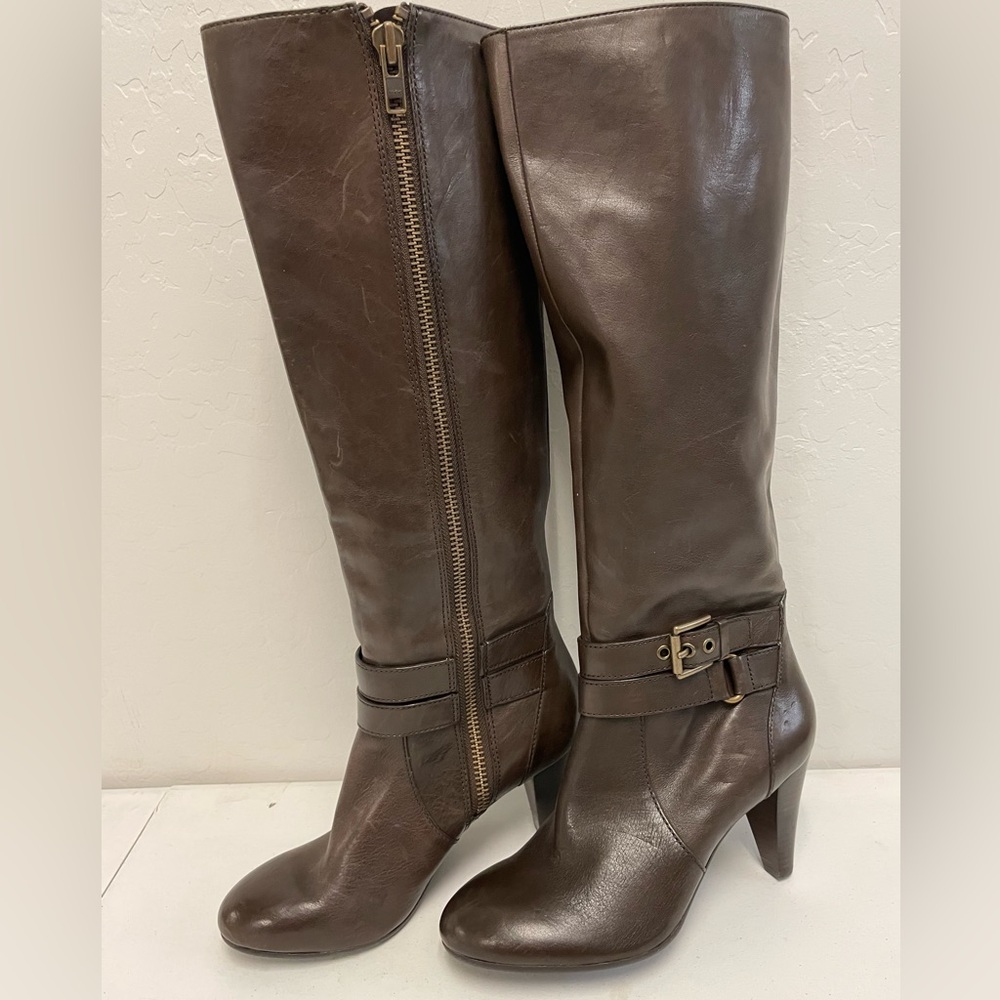 COACH Wrap Look Buckle & Side Zip Tall Addie Boot in Brown Size 8 1/2 B